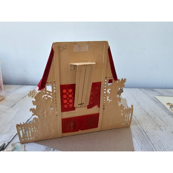 Antique Valentine 3D die cut card dog girl boy Germany cardboard‎ cutout - Picture 8 of 11